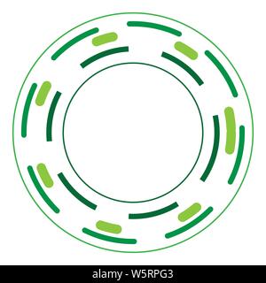 Green version - Random circles with dashed lines, Randomness, circular concept Stock Vector