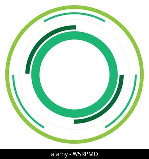 Green version - Random circles with dashed lines, Randomness, circular concept Stock Vector