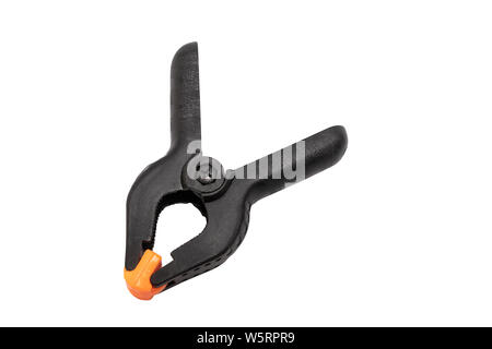 Plastic clothespin isolated on a white background. Copyspace Stock Photo