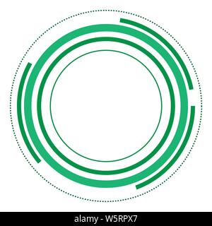 Green version - Random circles with dashed lines, Randomness, circular concept Stock Vector