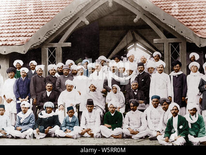 Reception Mahatma Gandhi and Kasturba Jetpur Gujarat India Asia January 27 1915 Stock Photo