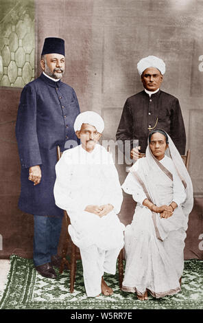 Kasturba Gandhi and Mahatma Gandhi with G A Natesan Tamil Nadu India Asia May 7 1915 Stock Photo