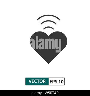 Heart icon with signal bar. Isolated on white background. Vector illustration EPS 10 Stock Vector