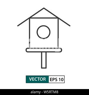 Bird house / feeder icon. Outline style. Isolated on white background. Vector illustration EPS 10 Stock Vector