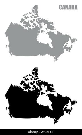Canada silhouette maps isolated on white background Stock Vector