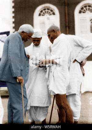 Mahatma Gandhi with Pandit Madan Mohan Malaviya, India, Asia, 1942, old ...