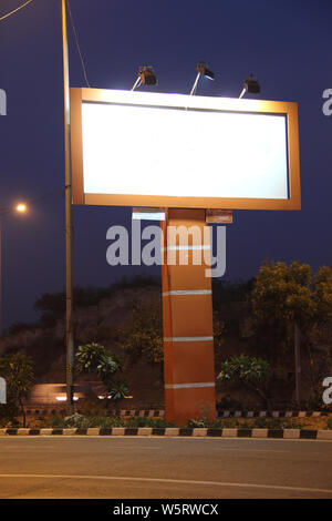 Blank billboard at roadside Stock Photo