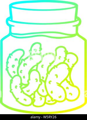 cold gradient line drawing of a cartoon pickled gherkins Stock Vector