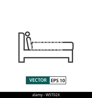Bed icon. Outline style. Isolated on white background. Vector illustration EPS 10 Stock Vector