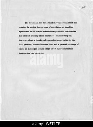 Note on Vienna Meeting; Scope and content:  Note for meeting between President John F. Kennedy and Chairman Nikita Khrushchev. Stock Photo