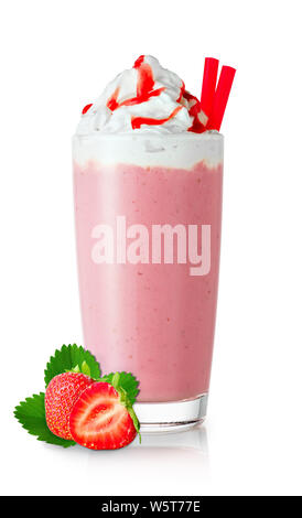 strawberry milkshake in glass Stock Photo