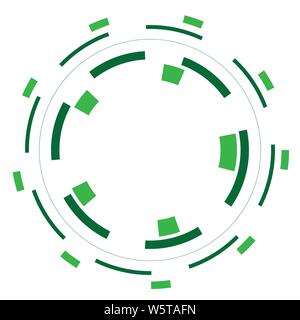 Green version - Random circles with dashed lines, Randomness, circular concept Stock Vector
