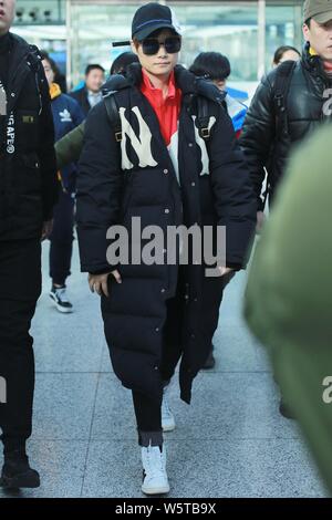 Chinese singer Li Yuchun is pictured at the Beijing Capital ...