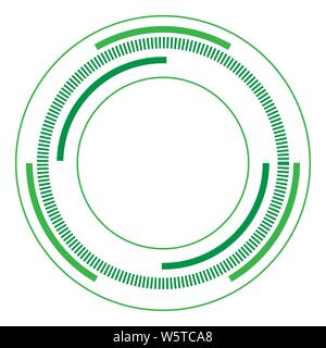 Green version - Random circles with dashed lines, Randomness, circular concept Stock Vector