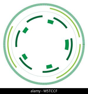Green version - Random circles with dashed lines, Randomness, circular concept Stock Vector