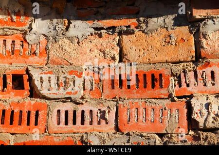 reddish brick wall, bricks, Backgound image Stock Photo
