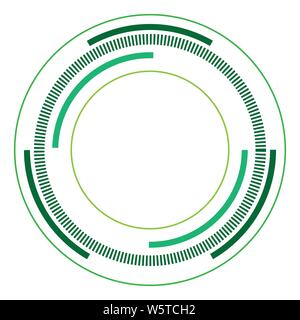 Green version - Random circles with dashed lines, Randomness, circular concept Stock Vector