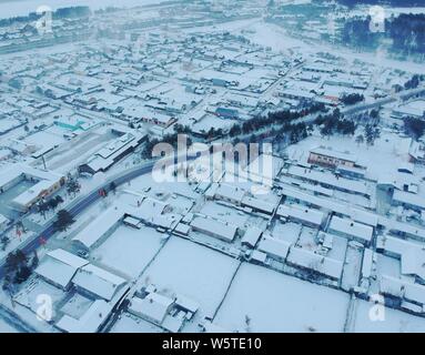 Snow scenery of the Beiji Village of Mohe city, northeast China's Heilongjiang province, 12 December 2018. Stock Photo