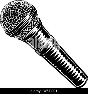 Microphone Vintage Woodcut Engraved Style Stock Vector