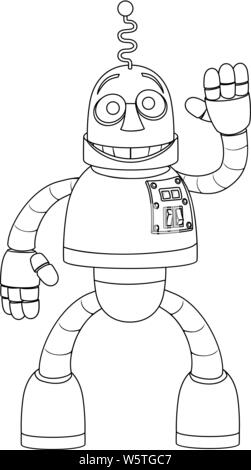 Friendly Robot Kids Coloring Cartoon Character Stock Vector