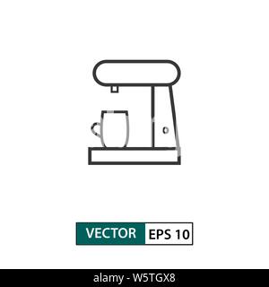 Coffee maker icon. Outline style. Isolated on white background. Vector illustration EPS 10 Stock Vector