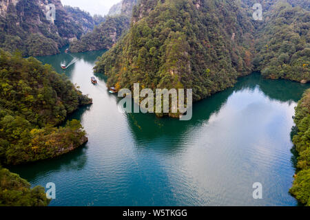 Famous tourist attaction Bao Feng lake in Zhangjiajie China Stock Photo