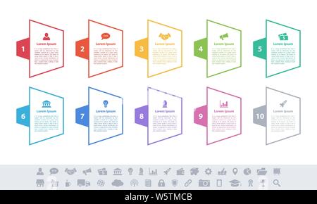 Infographic design template. Timeline concept with 10 steps. Can be ...