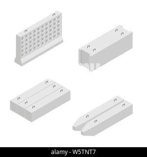 Precast cement concrete block isometric view isolated on white ...