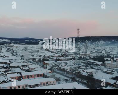 Snow scenery of the Beiji Village of Mohe city, northeast China's Heilongjiang province, 12 December 2018. Stock Photo