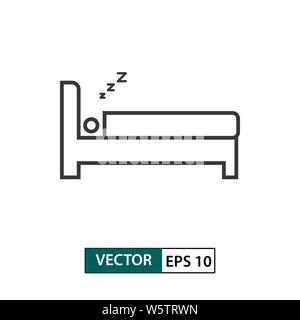 Man sleep icon. Outline style. Isolated on white background. Vector illustration EPS 10 Stock Vector