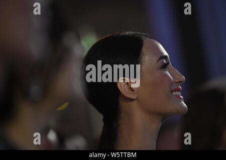 American actress and model Margaret Denise Quigley, professionally known as Maggie Q, attends the opening ceremony of the first Hainan International F Stock Photo