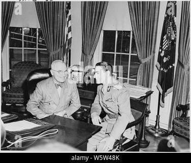 Photograph of President Truman and the Shah of Iran in the Oval Office. Stock Photo