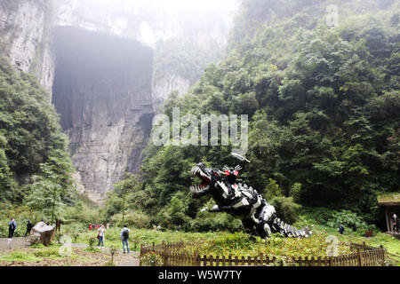 Scenery of the Three Natural Bridges National Geopark (Tian Keng San Qiao) in Xiannushan town, Wulong county, Chongqing, China, 5 December 2018.   Thr Stock Photo