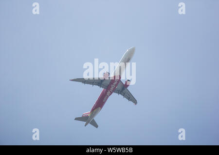 Chiangmai, Thailand - July 18 2019:  Airbus A321-200 of Vietjet airline. Take off from Chiang Mai International Airport to Ho Chi Minh City Airport. Stock Photo