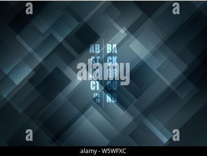 Abstract charcoal gray color squares shape geometric overlapping background. Vector illustration Stock Vector
