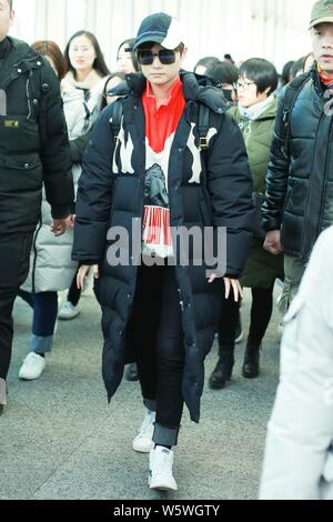 Chinese singer Li Yuchun is pictured at the Beijing Capital ...