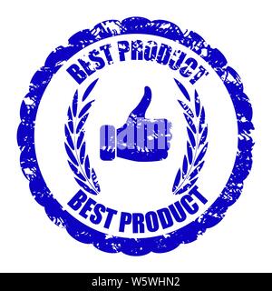 Best product quality rubber stamp for mark item.The best product seal with laurel wreath, consumer quality, guarantee mark for retail business, advert Stock Vector