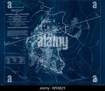 Civil War Maps 0663 Map of battle-grounds of August 28th 29th 30th 1862 in the vicinity of Groveton Prince William Co Va Inverted Rebuild and Repair Stock Photo