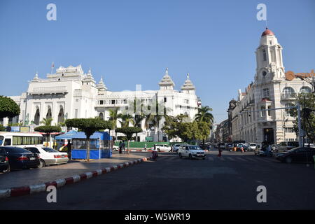 View of Yangon city hall, one of the main buildings in the former burmese capital - Myanmar Stock Photo