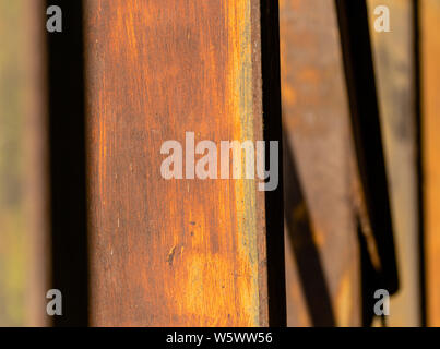 Rusting vertical metal lines found in Raleigh, North Carolina Stock Photo