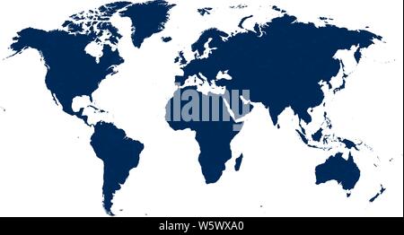 Vector illustration. Detailed world map in blue tones with dust texture. Stock Vector