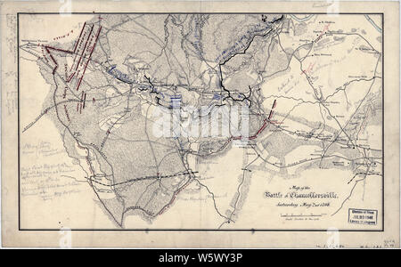 Civil War Maps 0832 Map of the battle of Chancellorsville Saturday May 2nd 1863 Rebuild and Repair Stock Photo