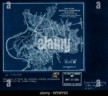 Civil War Maps 0839 Map of the battle of Nashville dec 15th 16th 1864 Inverted Rebuild and Repair Stock Photo