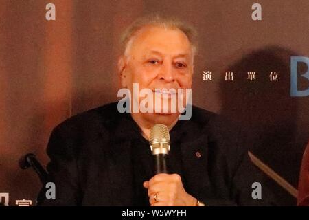 **TAIWAN OUT**Indian conductor of Western and Eastern classical music Zubin Mehta attends a event in Taipei, Taiwan, 14 November 2018. Stock Photo
