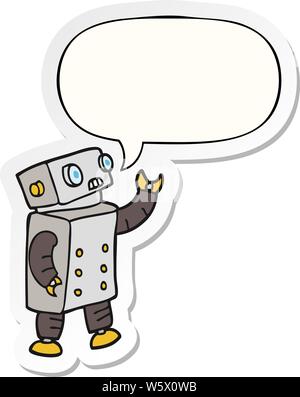 cartoon robot with speech bubble sticker Stock Vector Image & Art - Alamy