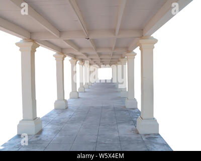 The walkway at the top is made of wood and the bottom is made of concrete. Isolated on white background Stock Photo