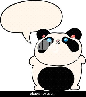 cartoon panda with speech bubble in comic book style Stock Vector