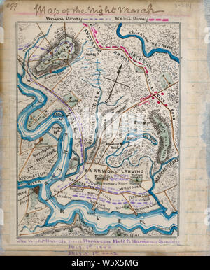 Map of the night march [from Malvern Hill to Harrison's Landing]. 1862 ...