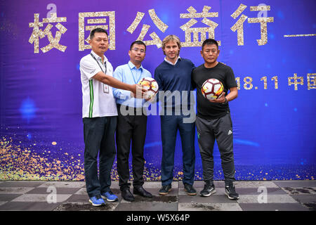 Czech retired footballer and CSL ambassador Pavel Nedved visits the Hainan Overseas Chinese Middle School in Haikou city, south China's Hainan provinc Stock Photo