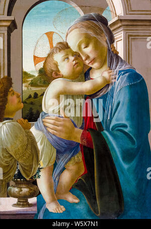 Sandro Botticelli, painting, Virgin and Child with an Angel, 1475-1485 Stock Photo